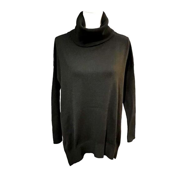 Sweet Romeo Black High-Low Turtleneck Sweater MEDIUM Lagenlook Minimalist - Picture 1 of 11